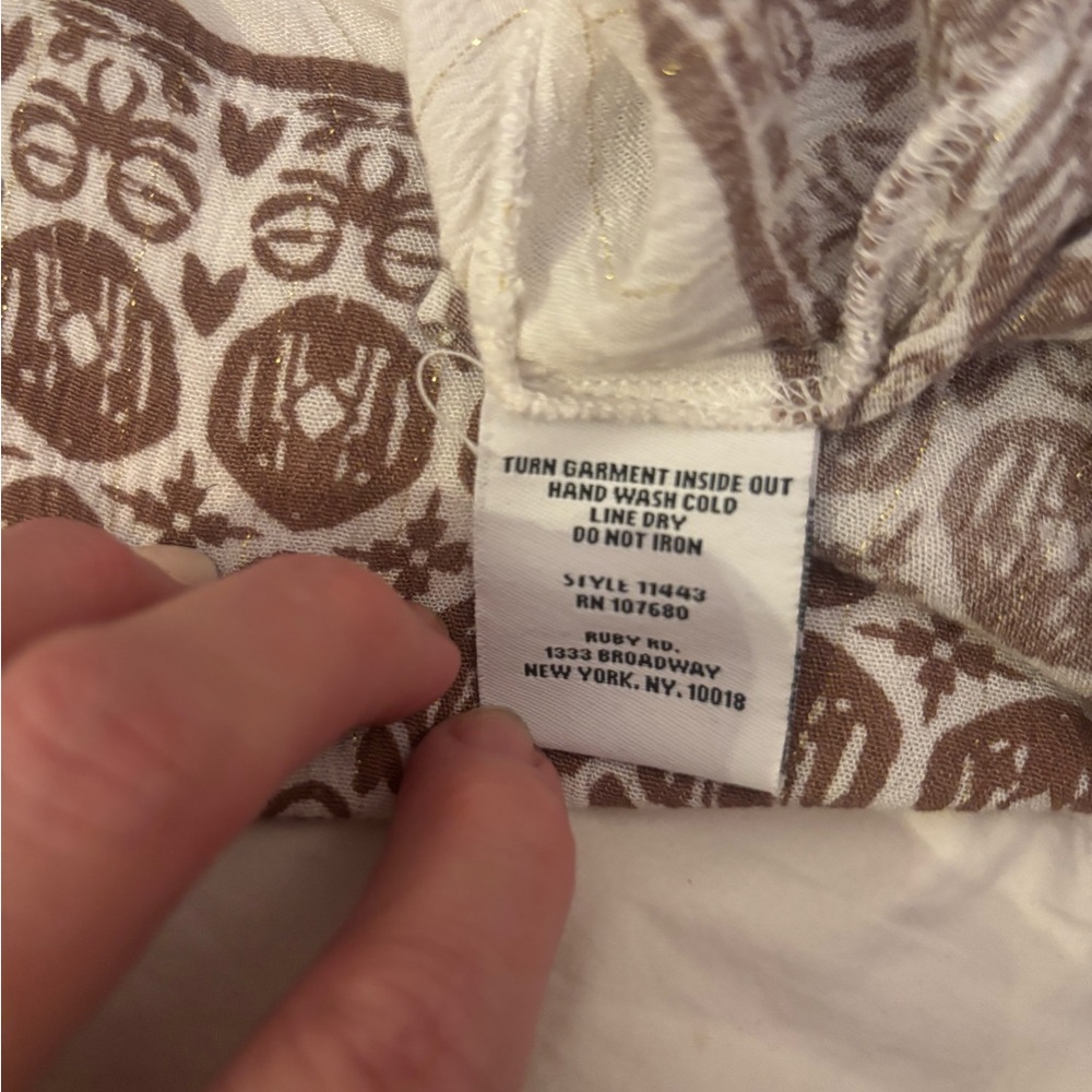 Ruby Rd. Cream And Brown Patterned Blouse - image 7